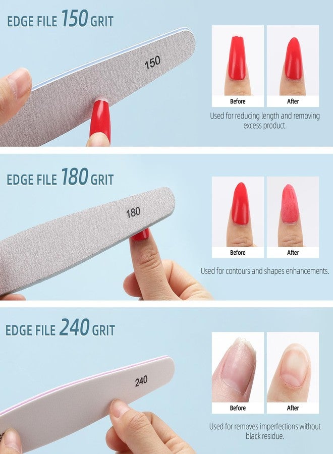 بي تي واي ام اس مجموعة BTYMS المكونة من 12 قطعة من مبارد وملمعات الأظافر للأظافر الأكريليك والطبيعية، بدرجات خشونة 150، 180، 240، 100/180، 220/280، 1000/4000 - Image 4